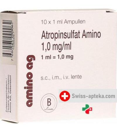 Атропина сульфат Амино 1 мг/мл 10 ампул 1 мл