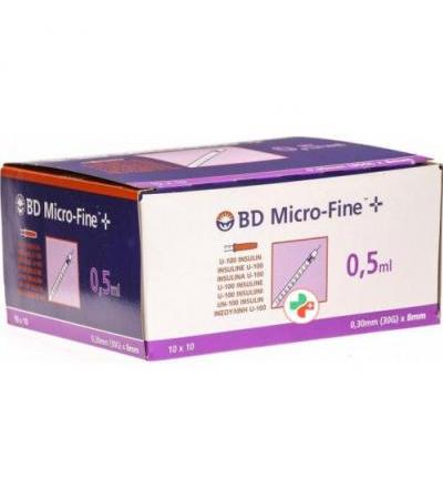 BD Microfine+ U100 Insulin Spritzen 0.30мм x 8мм 100x 0.5мл