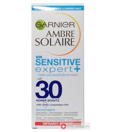 Garnier Ambre Solaire - Sensitive expert+ LSF 30 Gesicht für fette und unreine Haut Sonnenschutz - 50ml