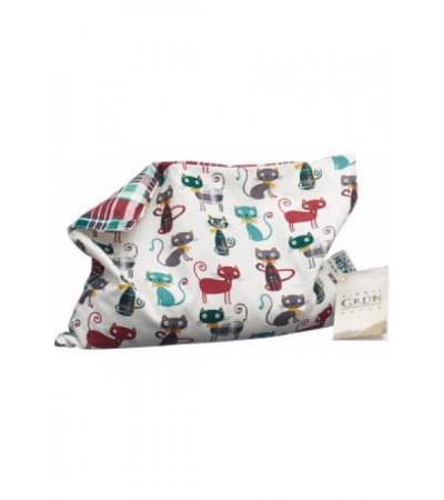 HIMMELGRÜN Traubenkernkissen 30x20cm Katze/Karo