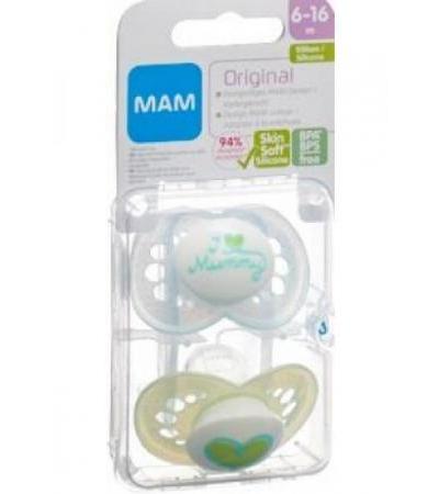 MAM Original Nuggi Sil 6-16M Spez Kol Boy 2 Stk