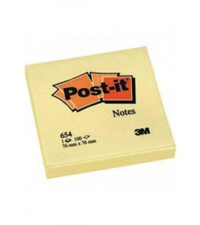 POST IT 654 Haftnotizen 76x76mm 100 Blatt gelb
