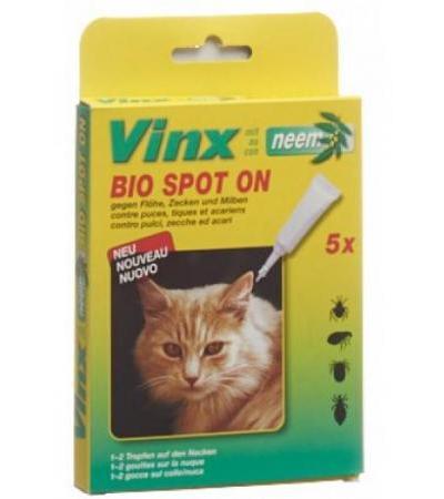 VINX Bio Spot On Tropfen mit Neem Katze 5 x 1 ml