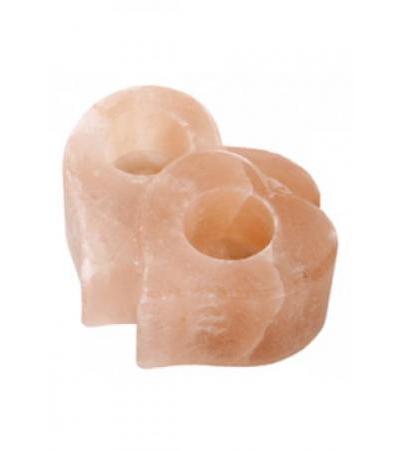 VITASAL Salzkristall Teelicht Doppelherz geschlif