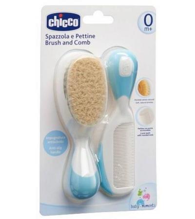 CHICCO KAMM UND BÜRSTE NATURBORSTEN LIGHT BLUE 0M+