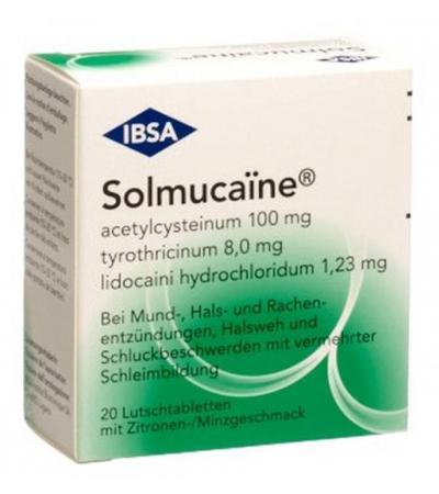 SOLMUCAÏNE 20 LUTSCHTABLETTEN MIT ZITRONEN-/MINZGESCHMACK