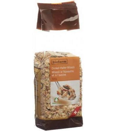 BIOFARM DINKEL HAFERMÜESLI KNOSPE BEUTEL 500 G