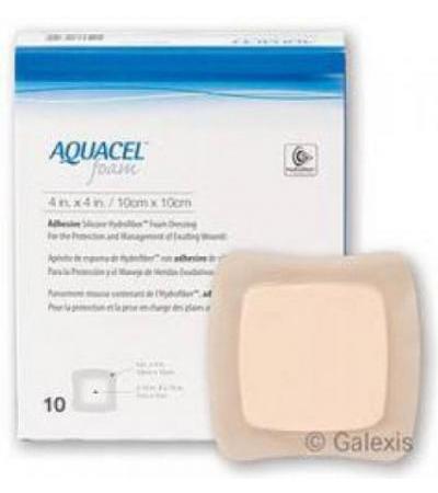 AQUACEL FOAM SCHAUMVERBAND ADHÄSIV 12.5 X 12.5 CM 10 STÜCK